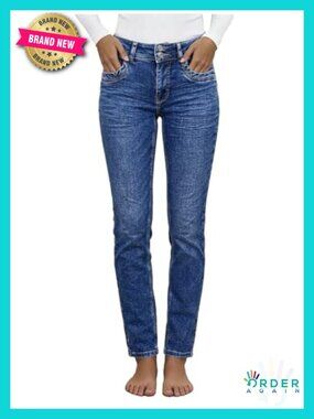 High Waist Skinny Jeans Butt Lifting Slim Fit Double Button Casual Wash